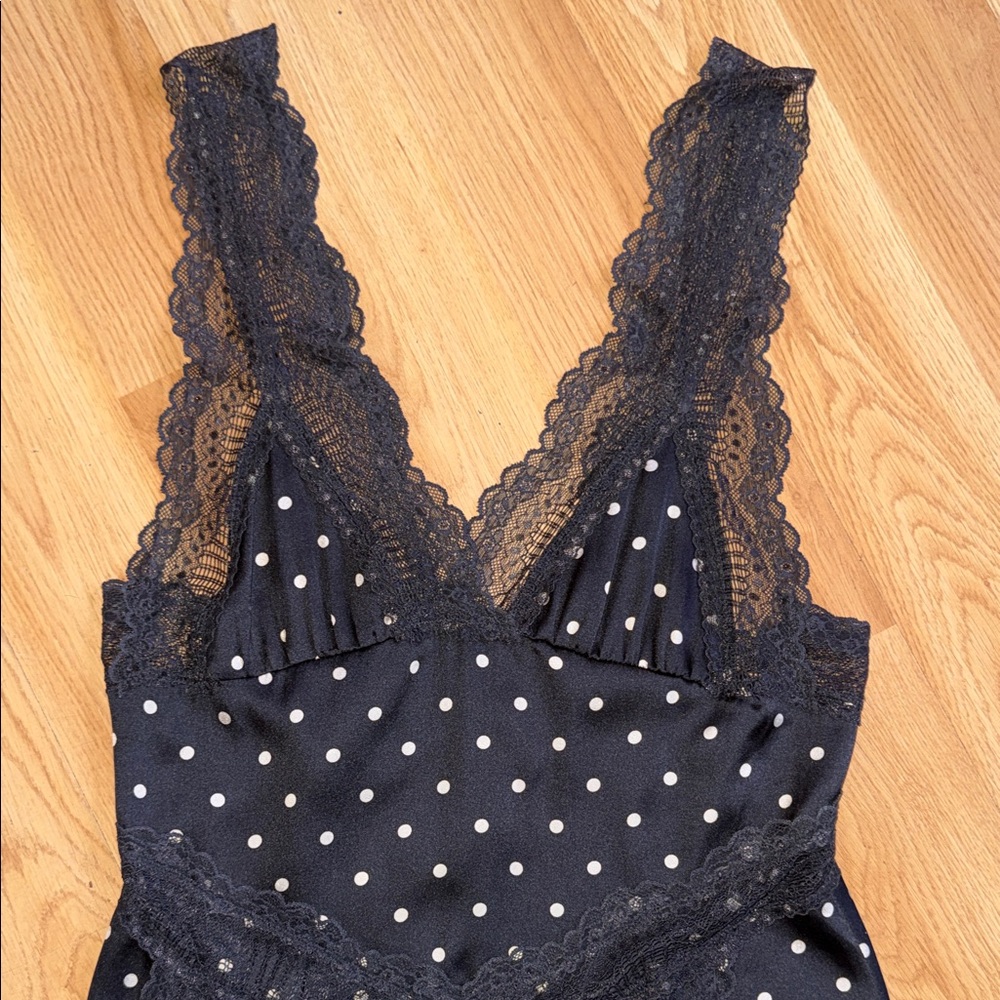 NWT Free People Intimately Polka Dot Lace Slip Dress Bad For You Printed Maxi - Picture 4 of 9